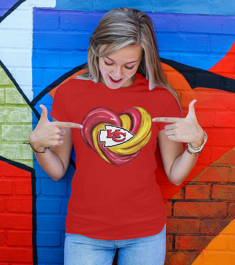 Kansas City Chiefs Heart KC Tornado Colors T-Shirt