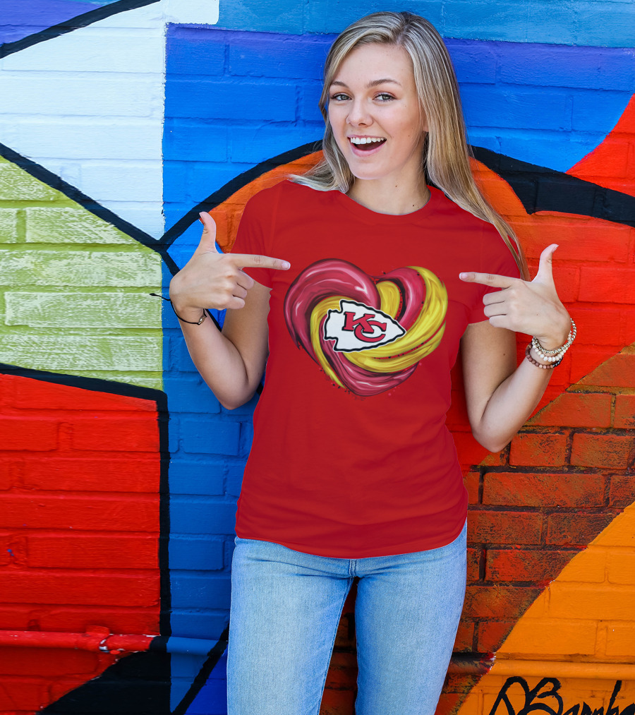 Kansas City Chiefs Heart KC Tornado Colors T-Shirt