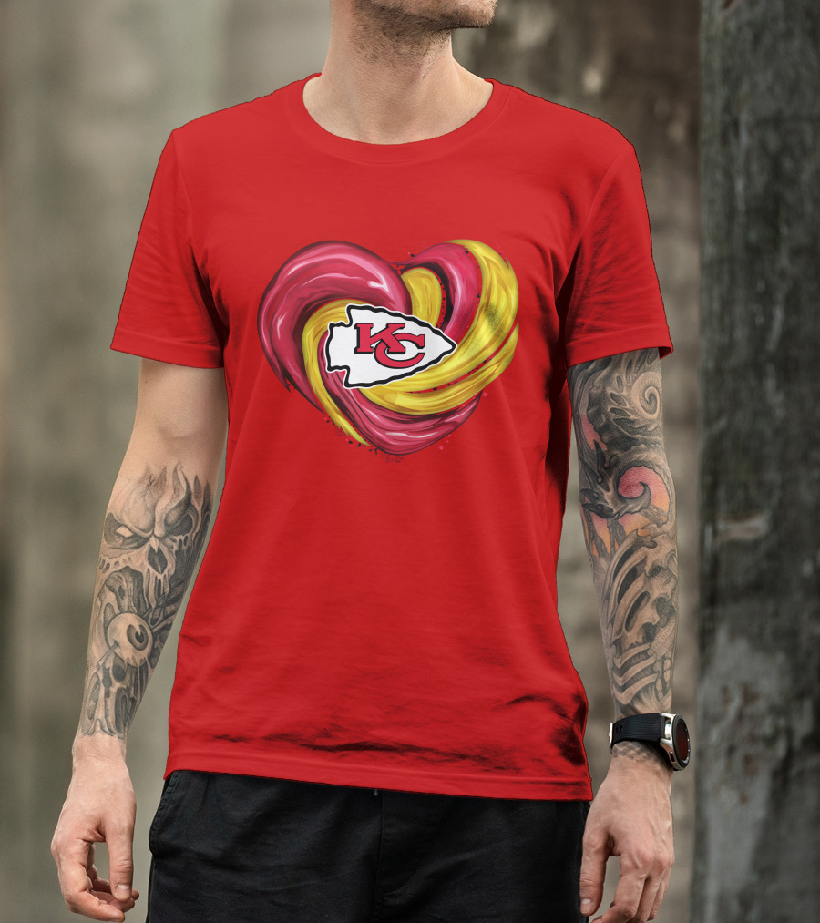 Kansas City Chiefs Heart KC Tornado Colors T-Shirt