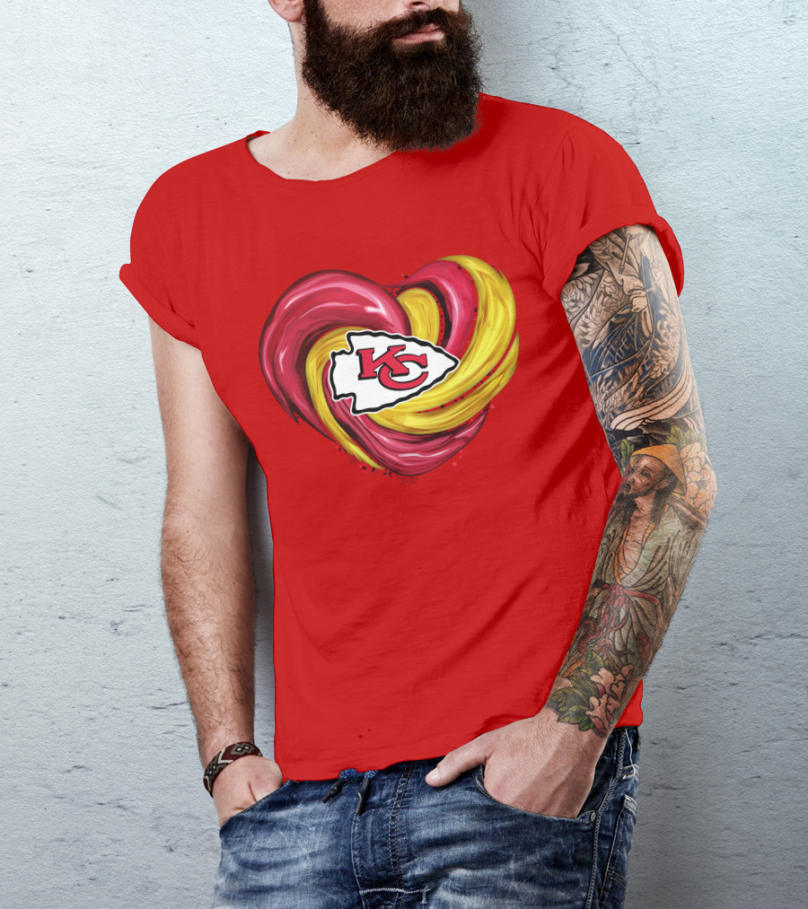 Kansas City Chiefs Heart KC Tornado Colors T-Shirt