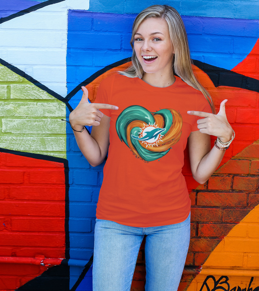 Miami Dolphins Heart Tornado Fan T-Shirt