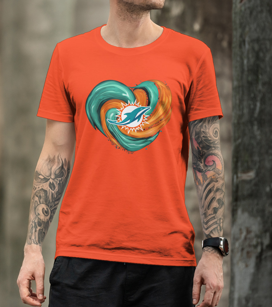 Miami Dolphins Heart Tornado Fan T-Shirt