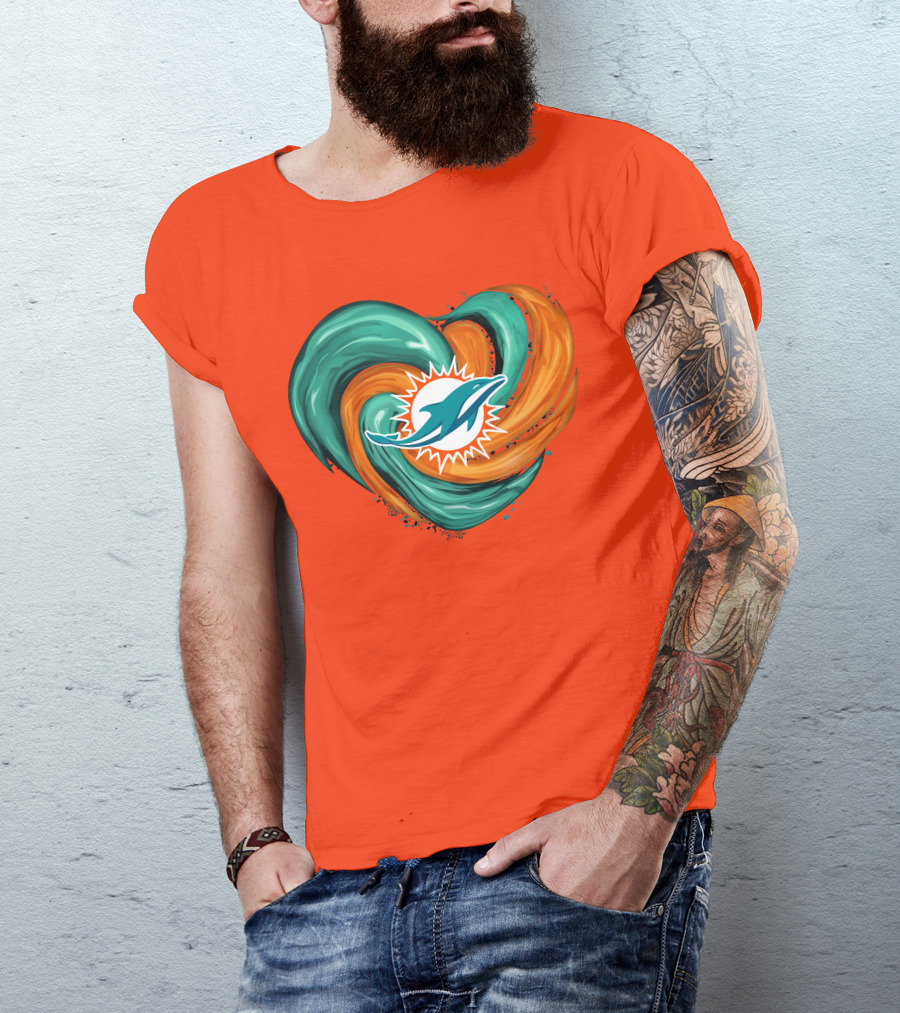Miami Dolphins Heart Tornado Fan T-Shirt