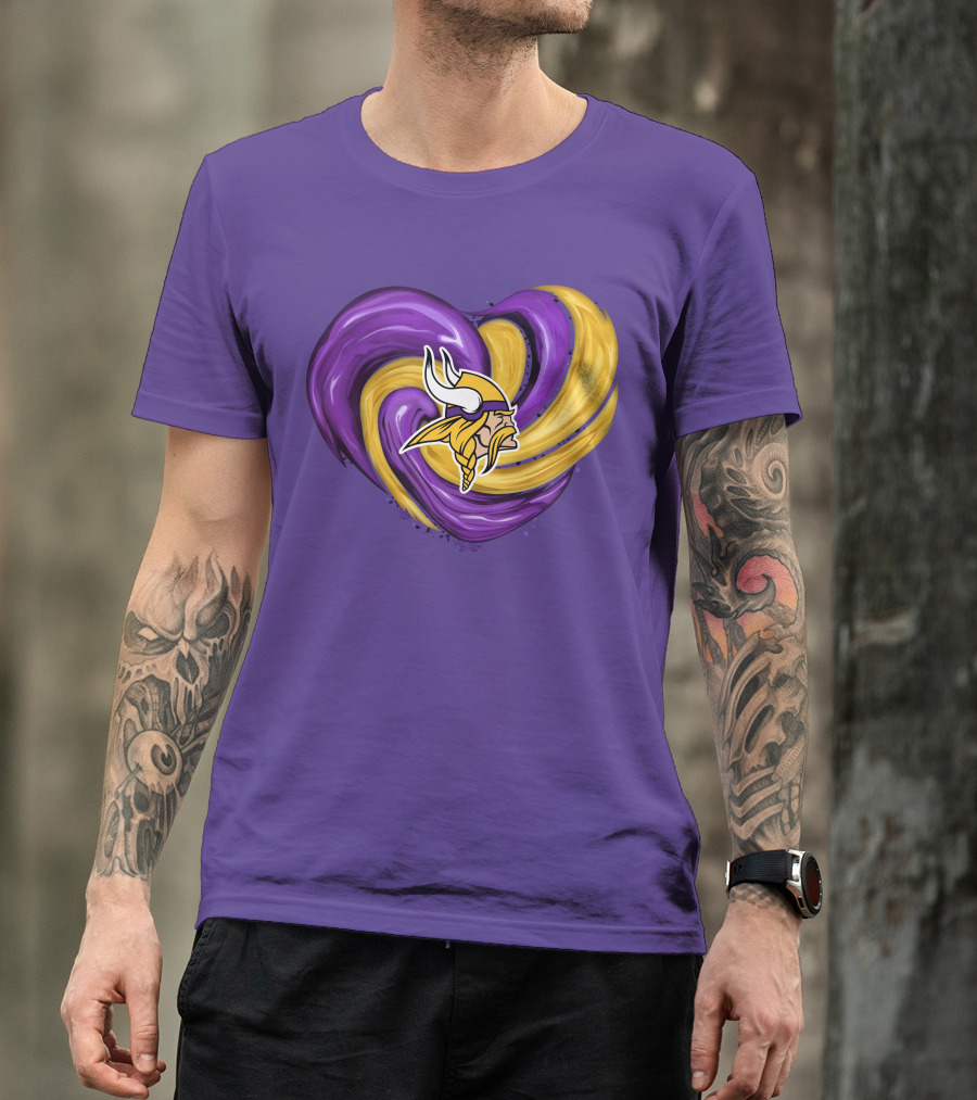 Minnesota Vikings Heart Swirl Viking Helmet T-Shirt