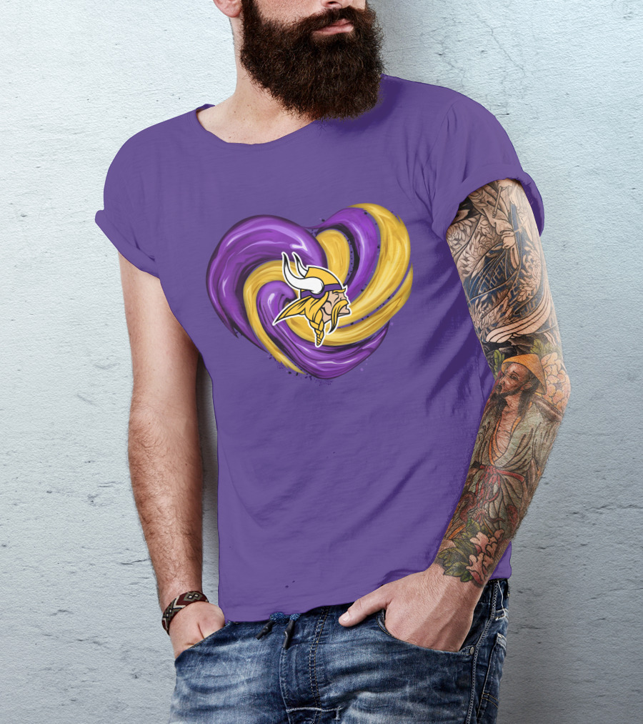 Minnesota Vikings Heart Swirl Viking Helmet T-Shirt