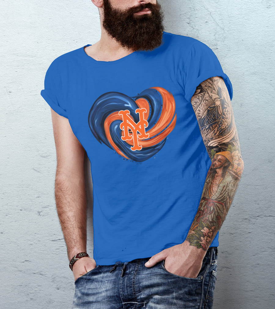 New York Mets Heart Swirl Icon Emblem T-Shirt