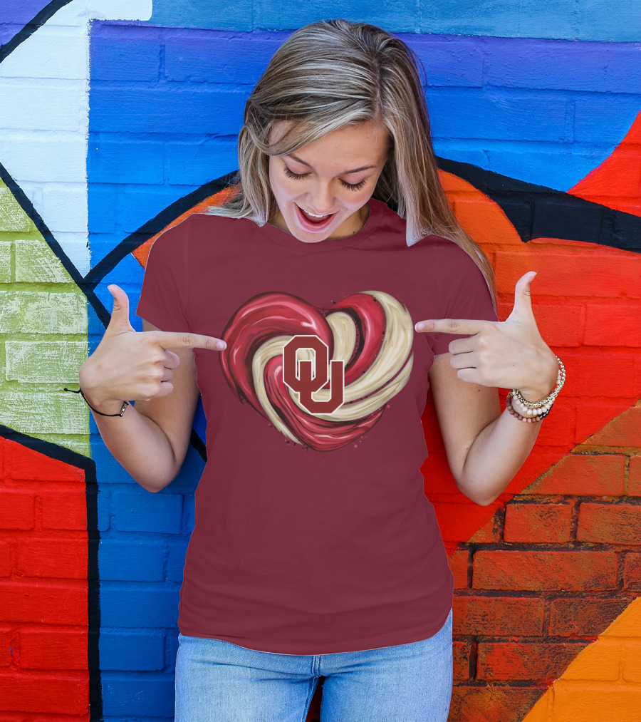 OU Red Gold Heart Tornado T-Shirt
