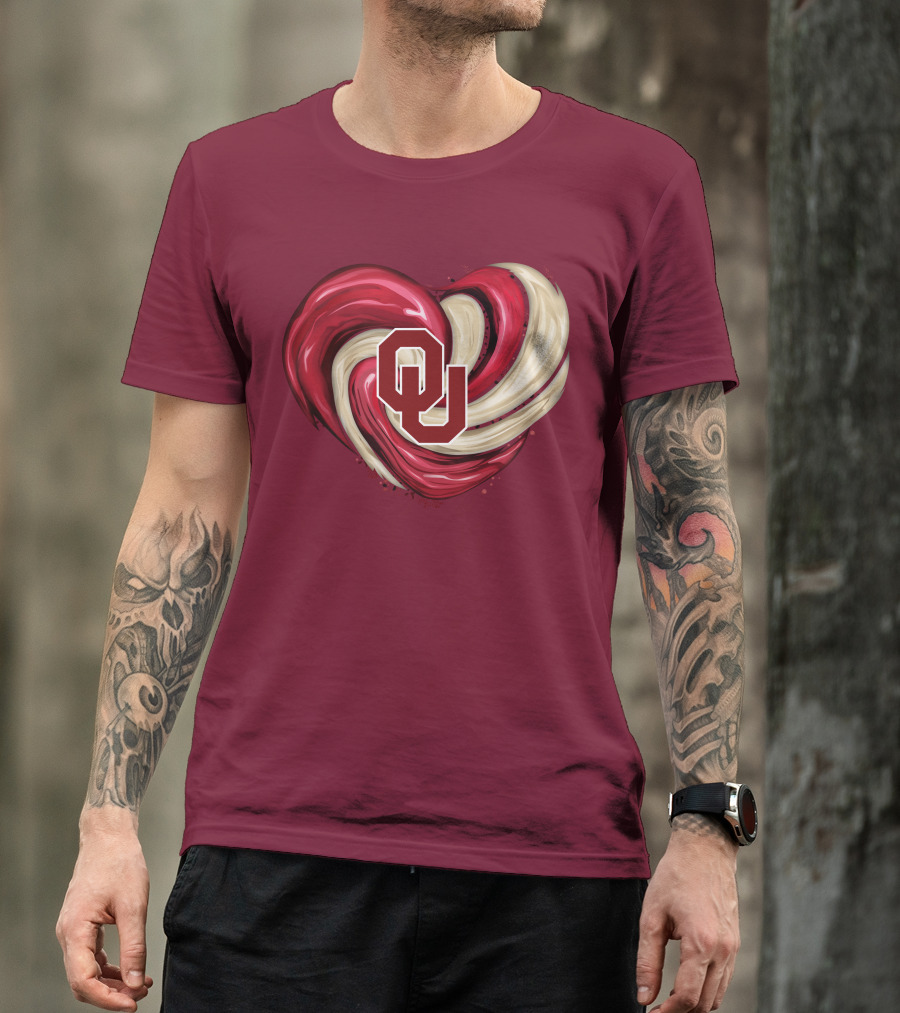 OU Red Gold Heart Tornado T-Shirt