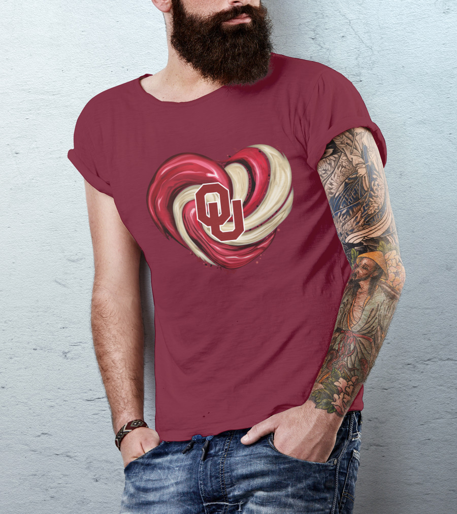 OU Red Gold Heart Tornado T-Shirt