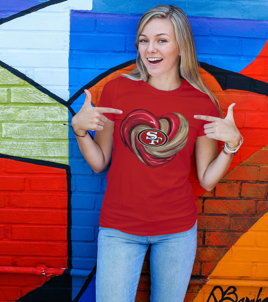San Francisco 49ers Heart SF Logo Tornado T-Shirt