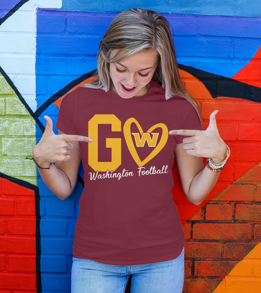Go W Washington Football Team Heart T-Shirt