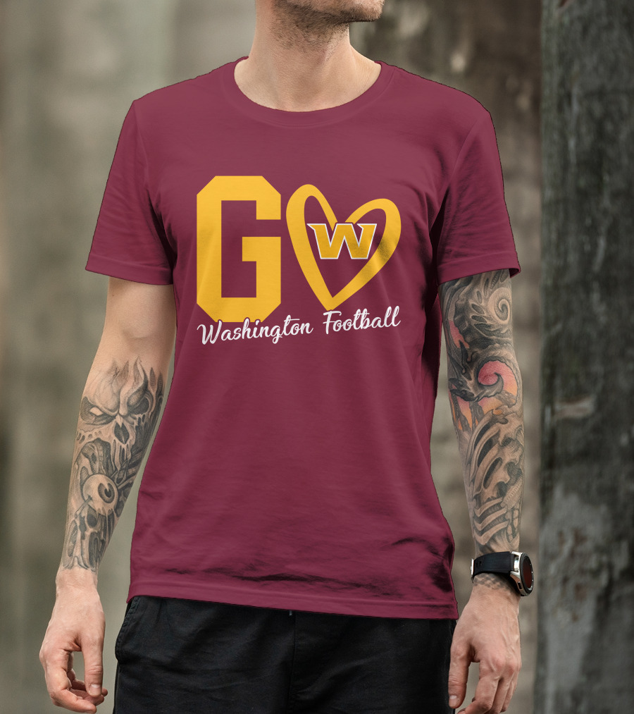 Go W Washington Football Team Heart T-Shirt