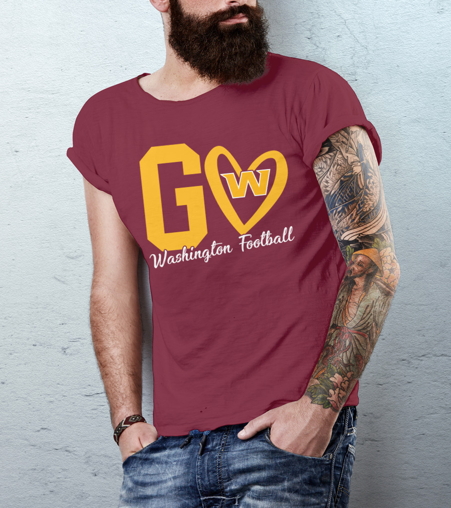 Go W Washington Football Team Heart T-Shirt