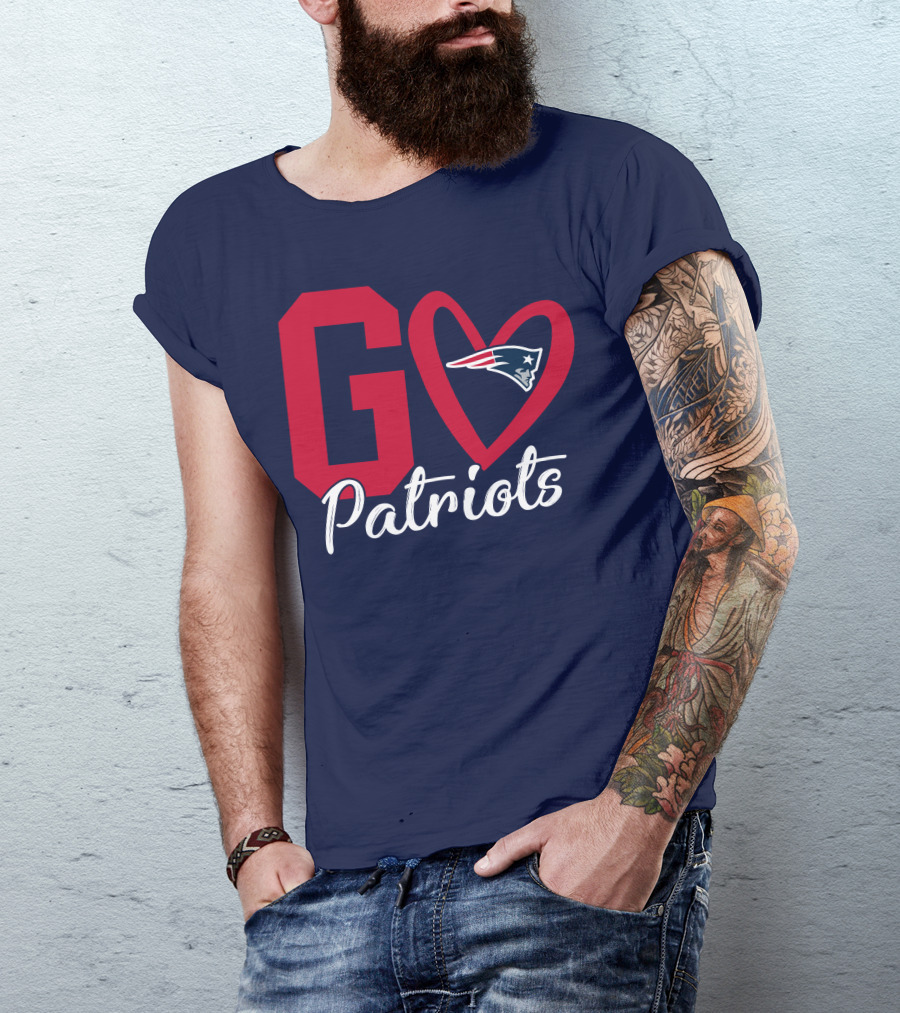 Go Patriots New England Patriots Logo Heart T-Shirt