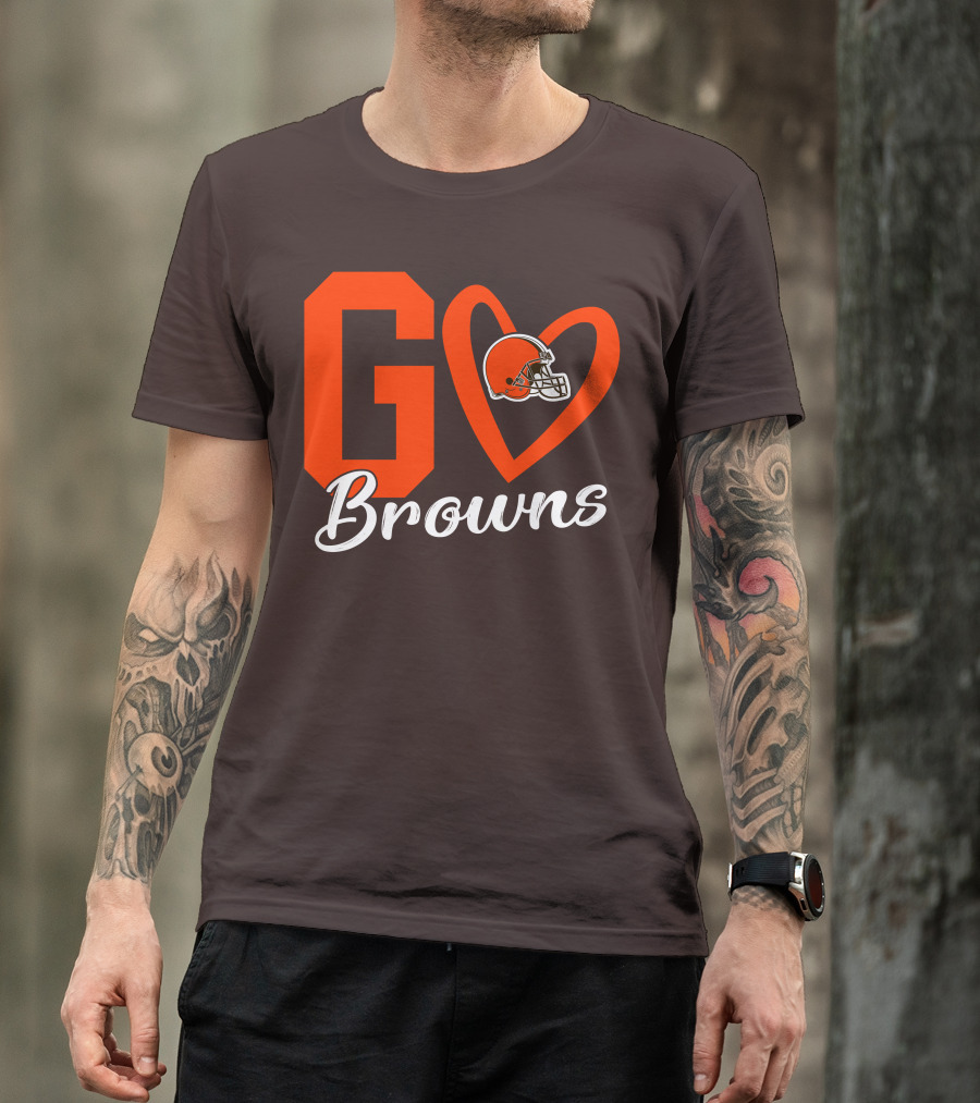 GO Heart Browns Football Helmet T-Shirt