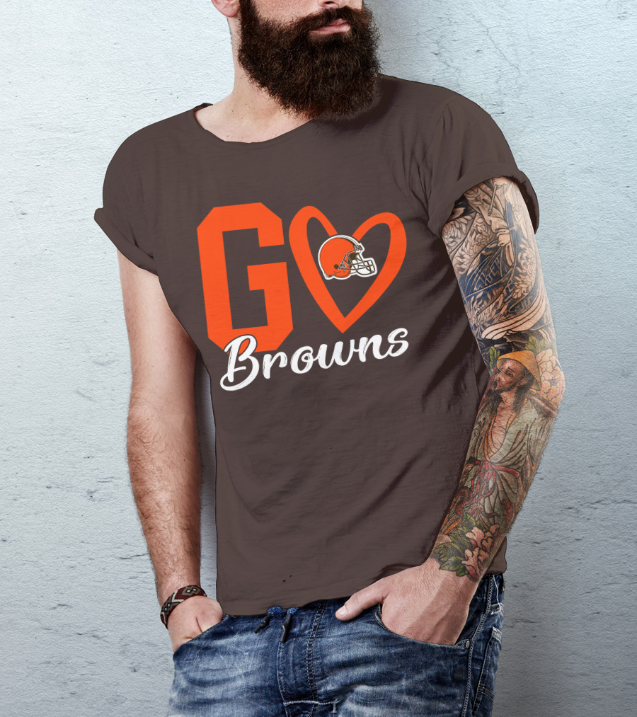 GO Heart Browns Football Helmet T-Shirt