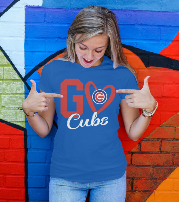 Go Cubs Love Heart With Chicago Cubs T-Shirt