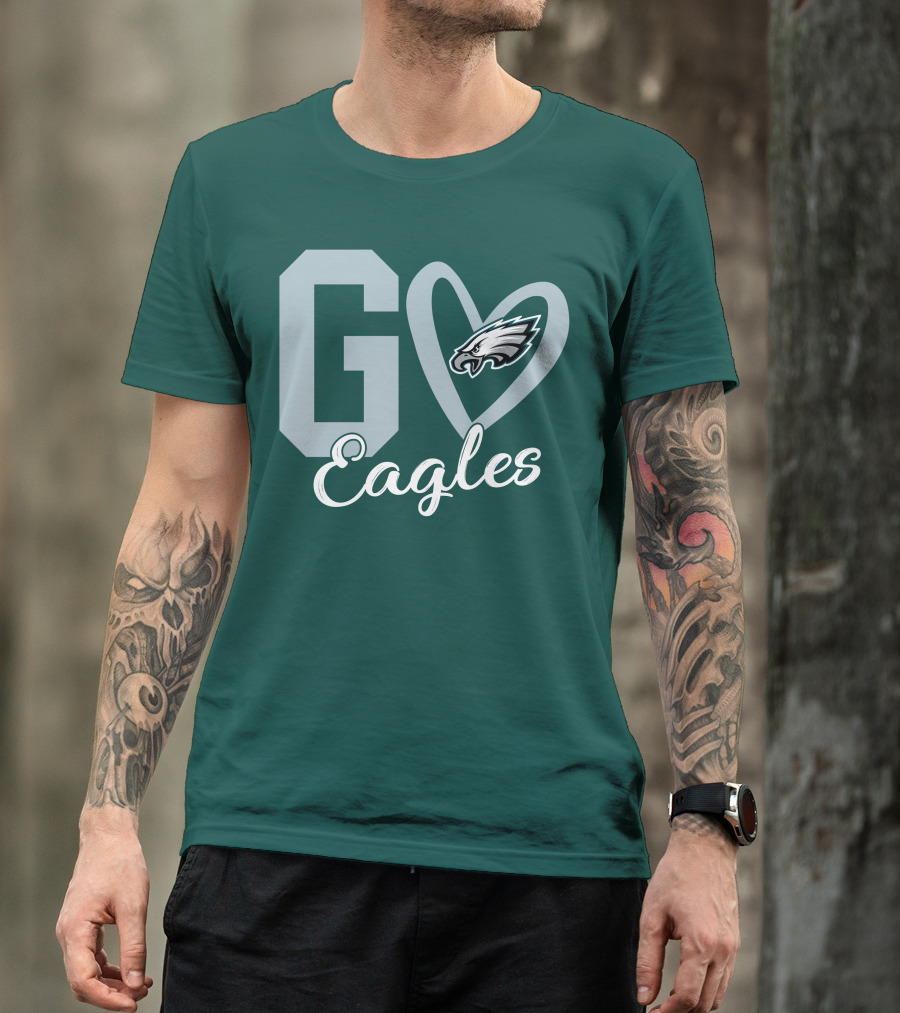 Go Eagles Philadelphia Eagles Logo Heart T-Shirt