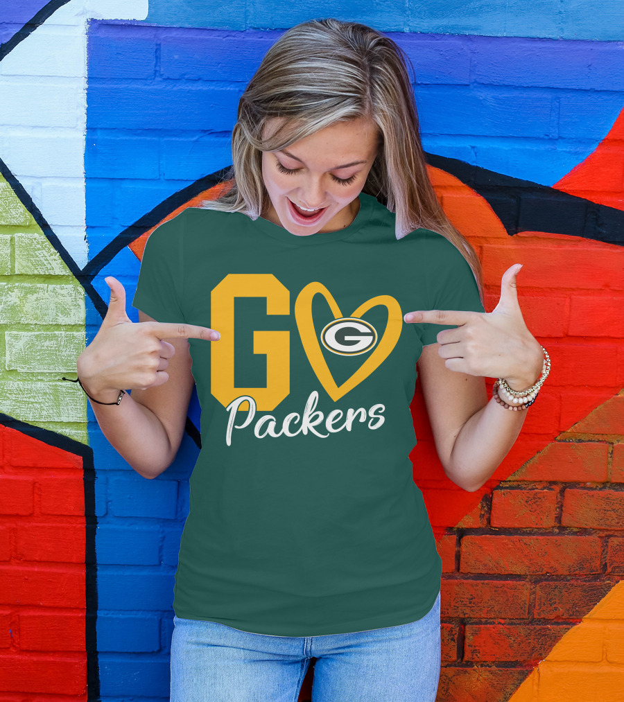 Go Packers Heart Logo Green Bay Enthusiasm T-Shirt