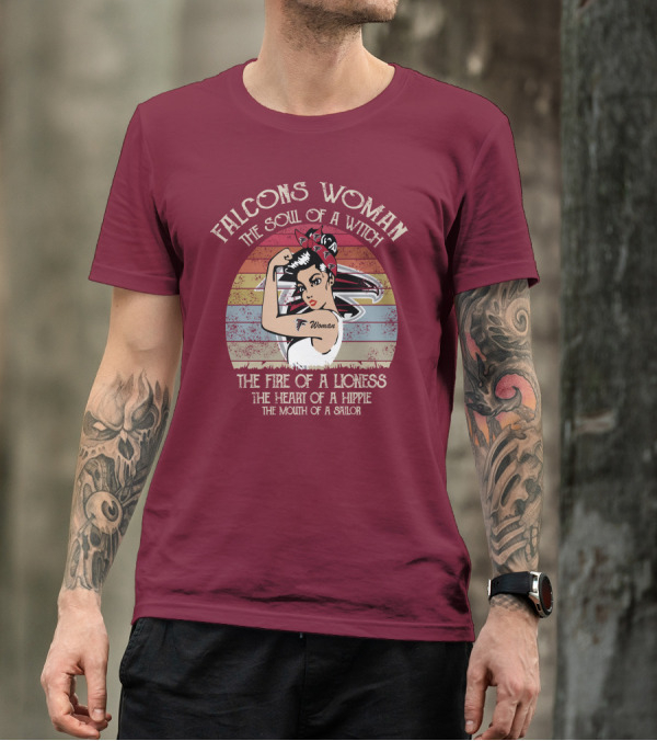 Falcons Woman The Soul Of A Witch The Fire Of A Lioness The Heart Of A Hippie The Mouth Of A Sailor T-Shirt