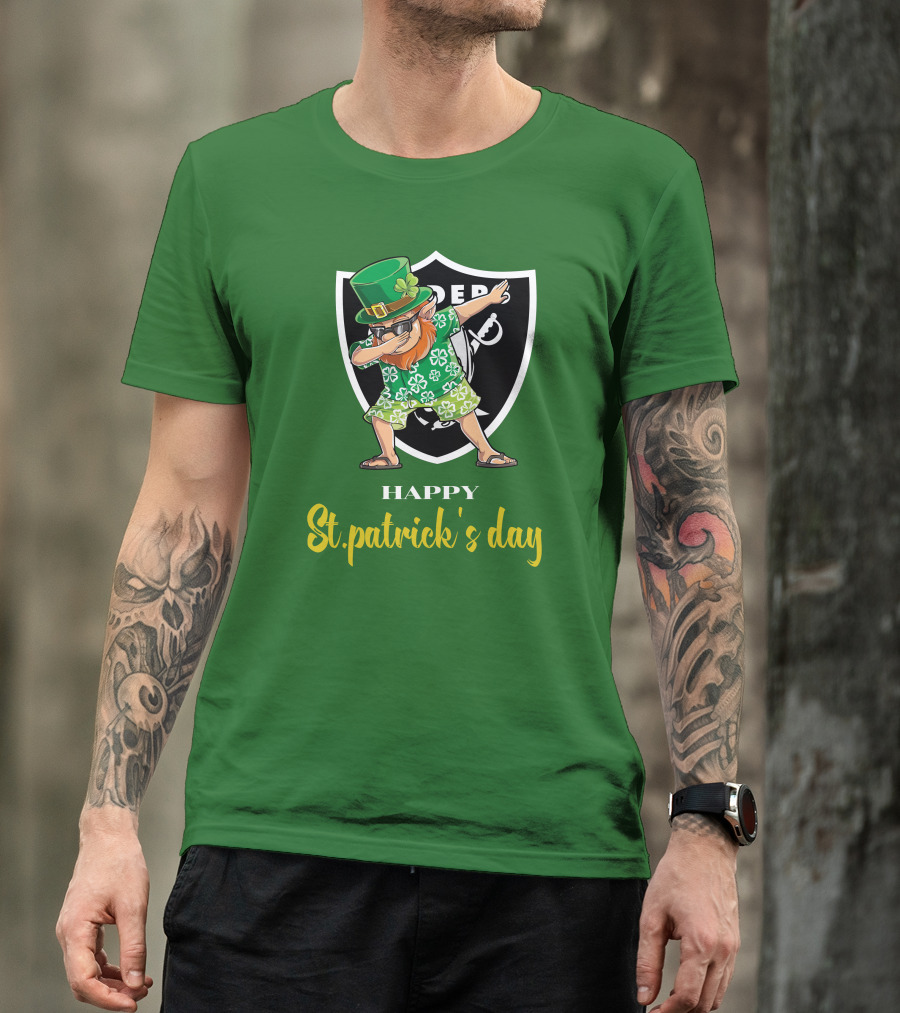 Las Vegas Raiders Happy St Patrick's Day Dabbing Leprechaun T-Shirt