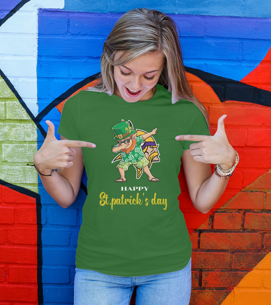Happy St. Patrick's Day Dabbing Leprechaun Minnesota Vikings T-Shirt