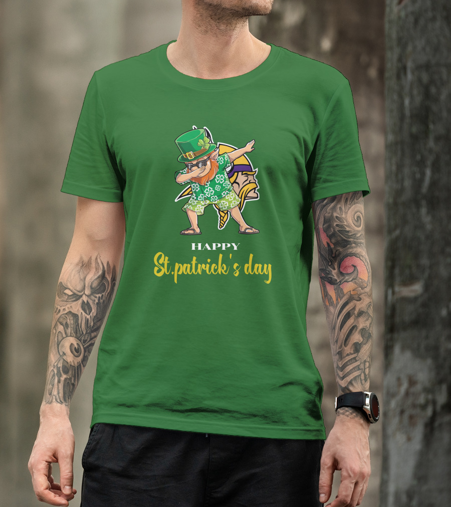 Happy St. Patrick's Day Dabbing Leprechaun Minnesota Vikings T-Shirt