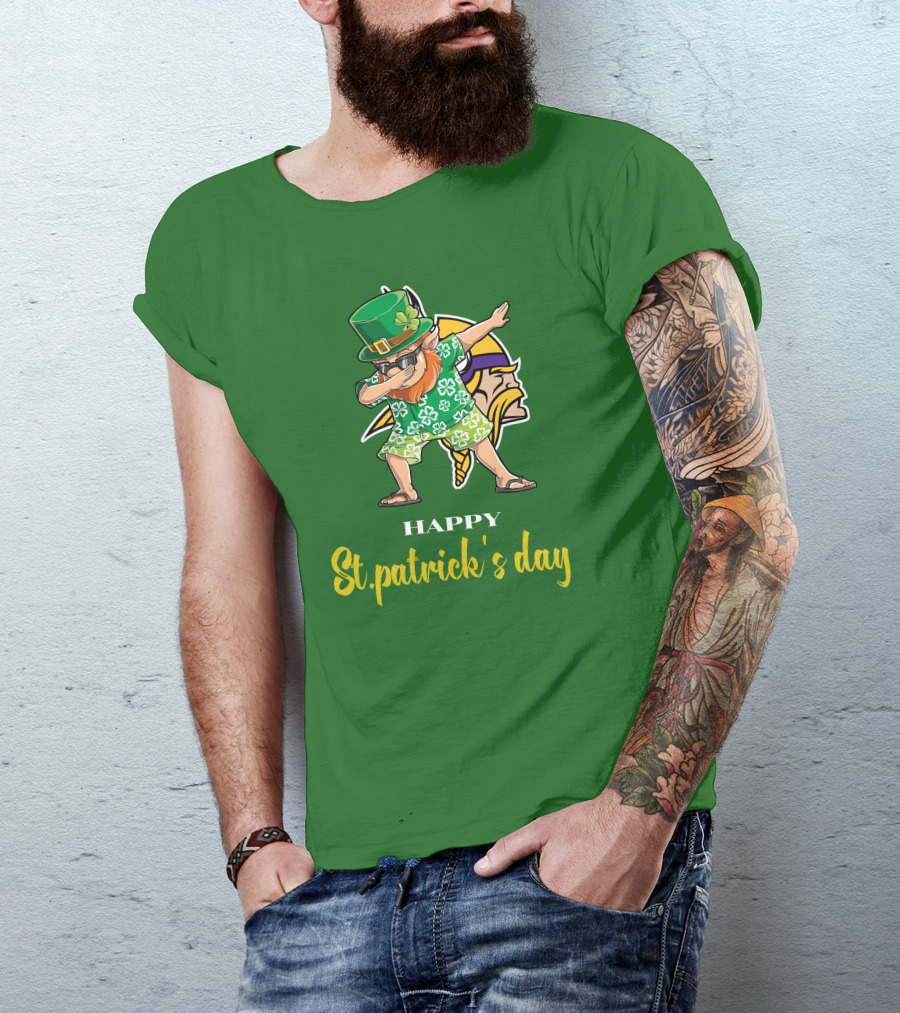 Happy St. Patrick's Day Dabbing Leprechaun Minnesota Vikings T-Shirt