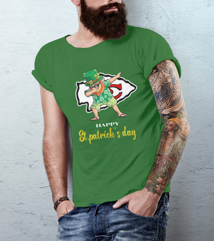 Happy St. Patrick's Day Kansas City Chiefs Dabbing Leprechaun T-Shirt