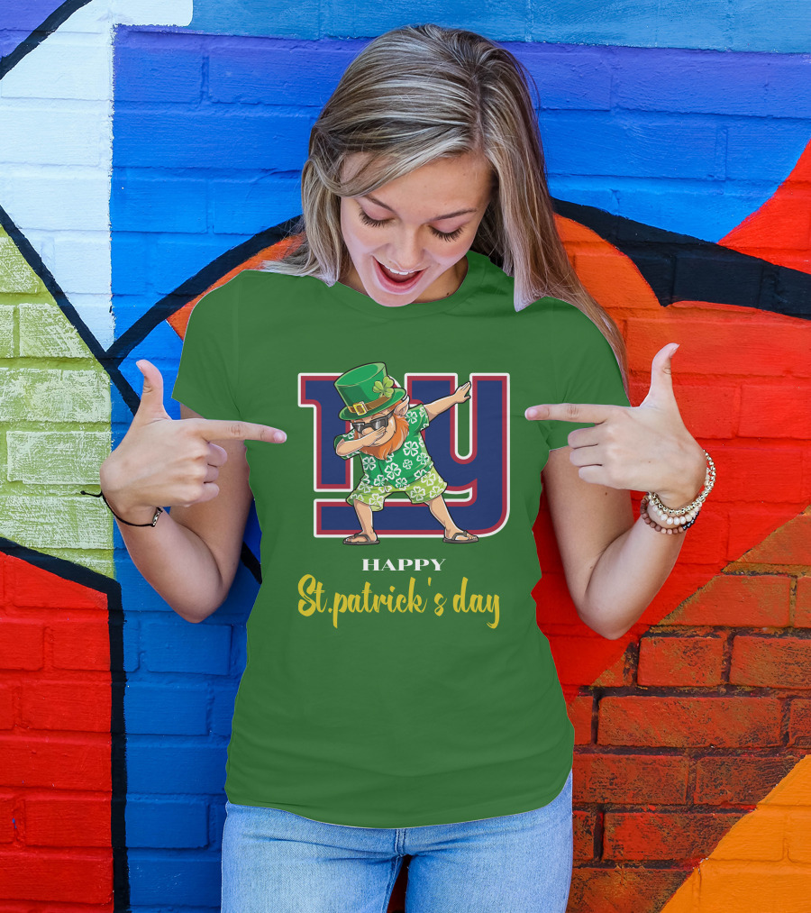 Happy St. Patrick's Day New York Giants Dabbing Leprechaun T-Shirt