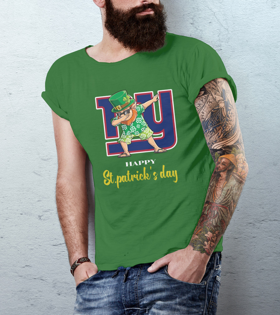 Happy St. Patrick's Day New York Giants Dabbing Leprechaun T-Shirt