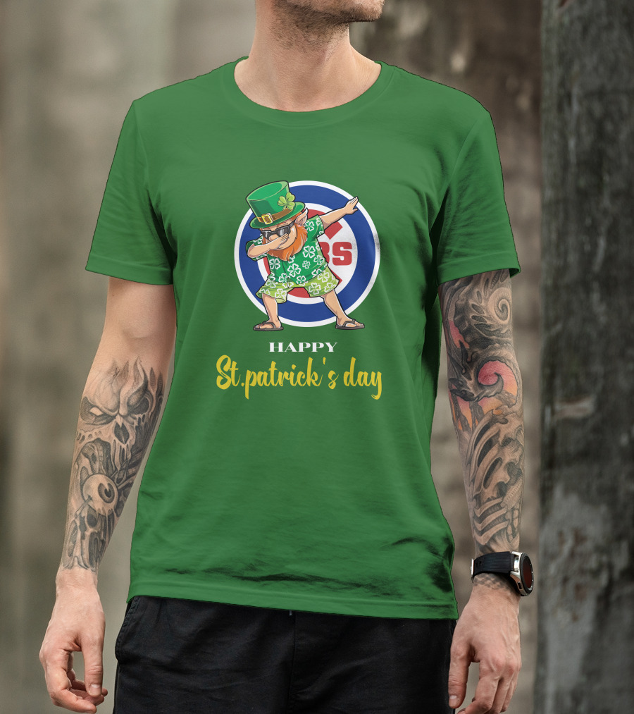 Happy St. Patrick's Day Chicago Cubs Dabbing Leprechaun T-Shirt
