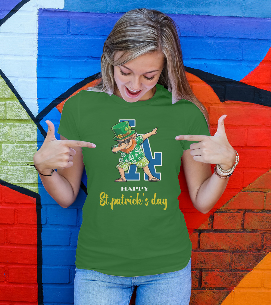 Happy St. Patrick's Day Los Angeles Dodgers Dabbing Leprechaun T-Shirt