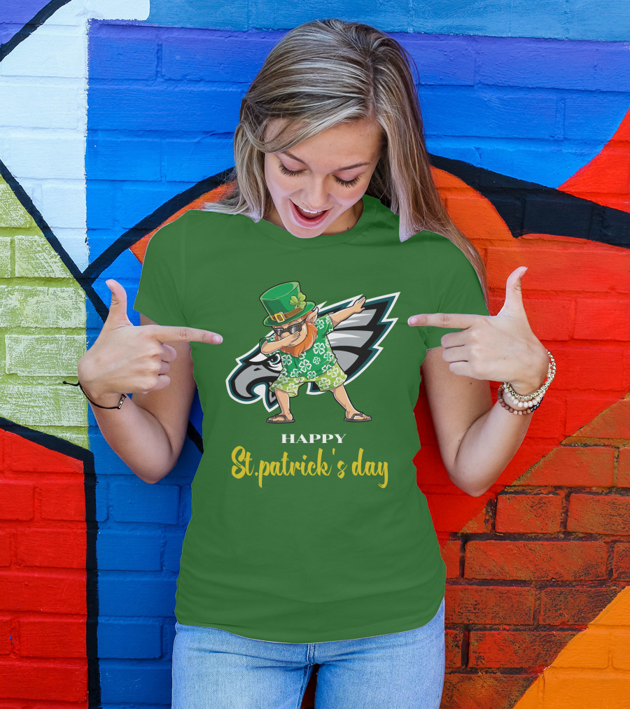 Happy St. Patrick's Day Philadelphia Eagles Dabbing Leprechaun T-Shirt