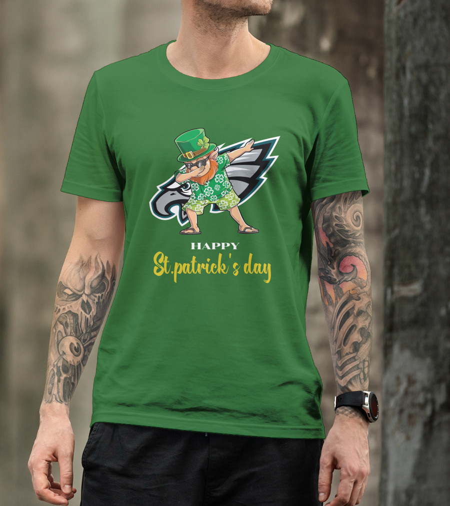 Happy St. Patrick's Day Philadelphia Eagles Dabbing Leprechaun T-Shirt