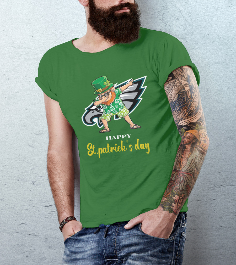 Happy St. Patrick's Day Philadelphia Eagles Dabbing Leprechaun T-Shirt