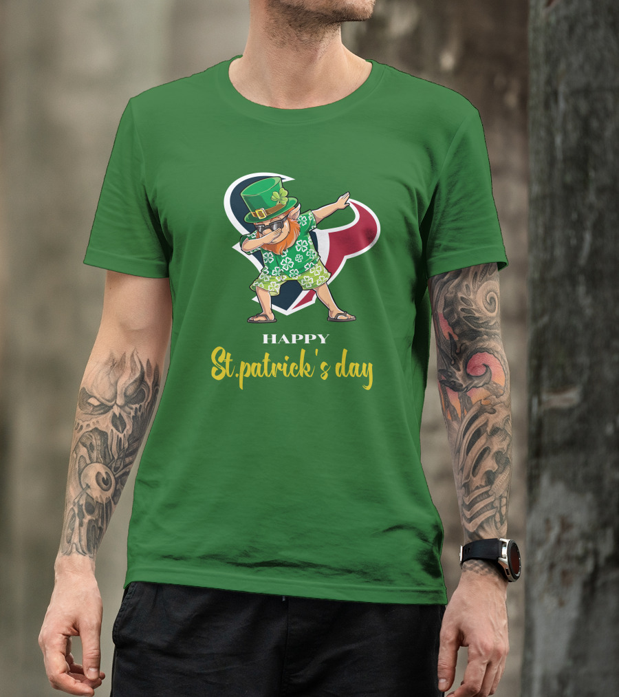 Houston Texans Happy St. Patrick's Day Dabbing Leprechaun T-Shirt