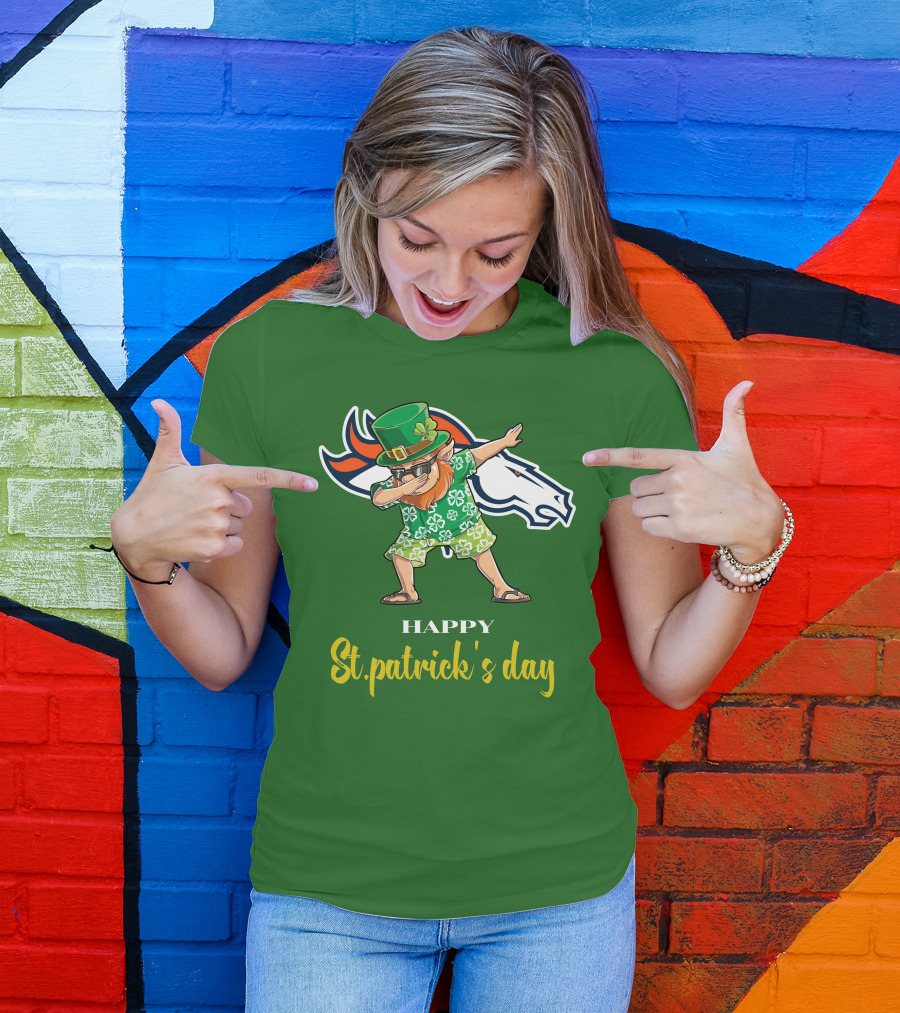 Happy St. Patrick's Day Denver Broncos Dabbing Leprechaun T-Shirt