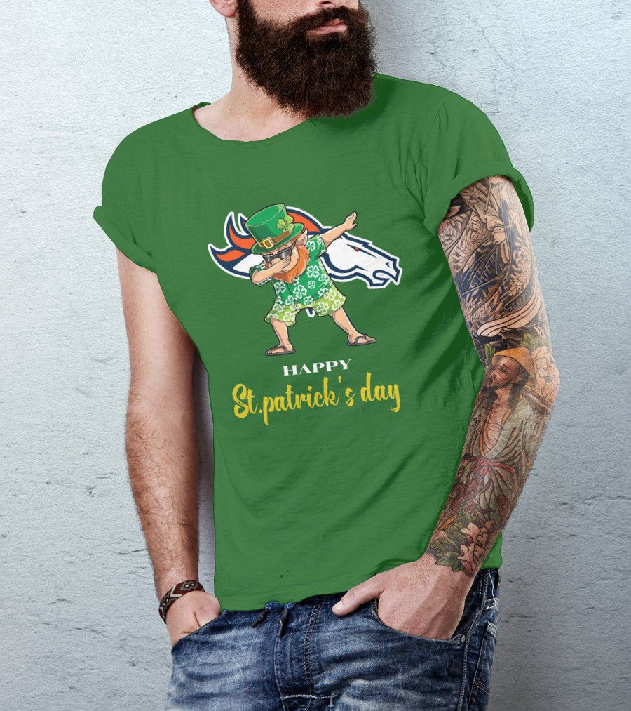 Happy St. Patrick's Day Denver Broncos Dabbing Leprechaun T-Shirt