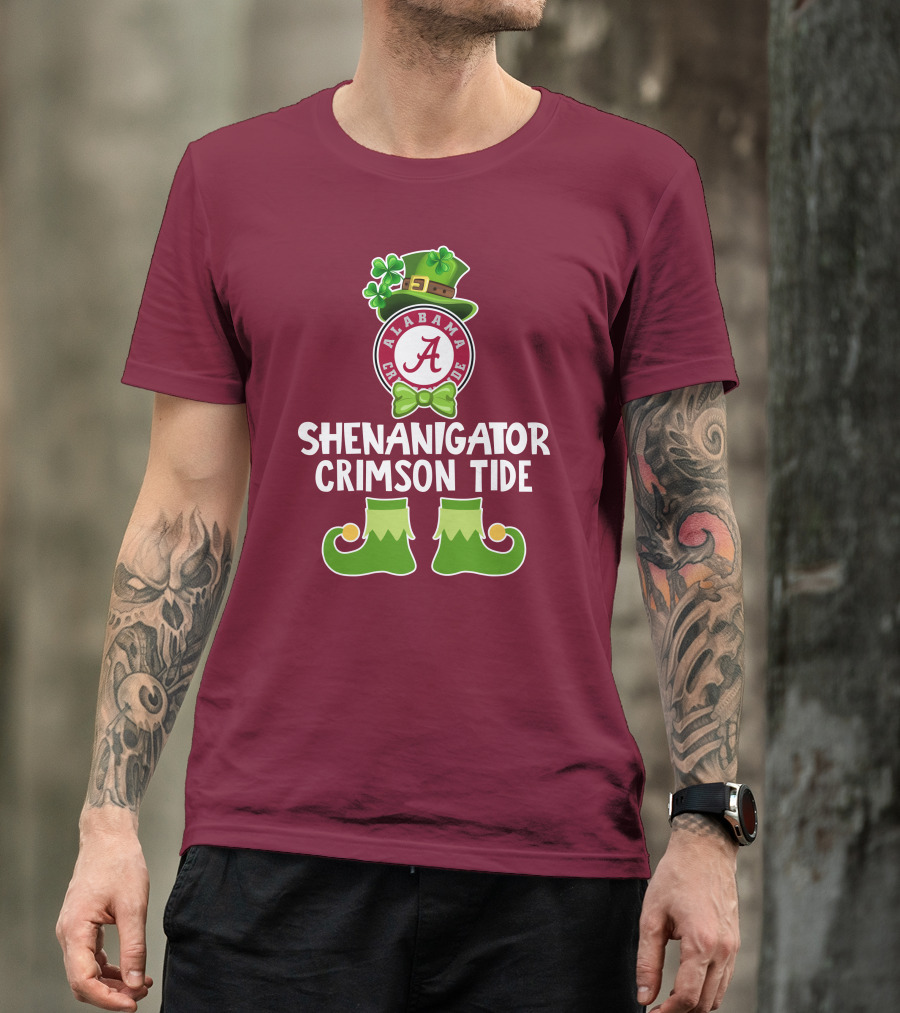 Shenanigator Alabama Crimson Tide St. Patrick's Day Funny Leprechaun T-Shirt