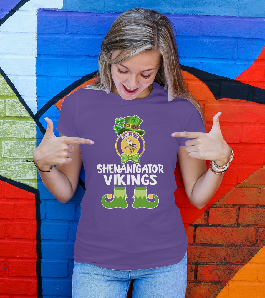 Shenanigator Minnesota Vikings St. Patrick's Day Funny Leprechaun T-Shirt