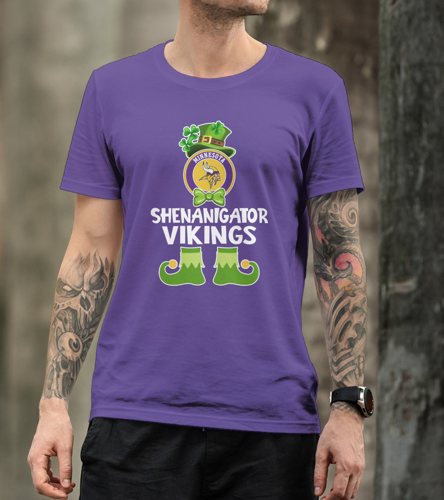 Shenanigator Minnesota Vikings St. Patrick's Day Funny Leprechaun T-Shirt