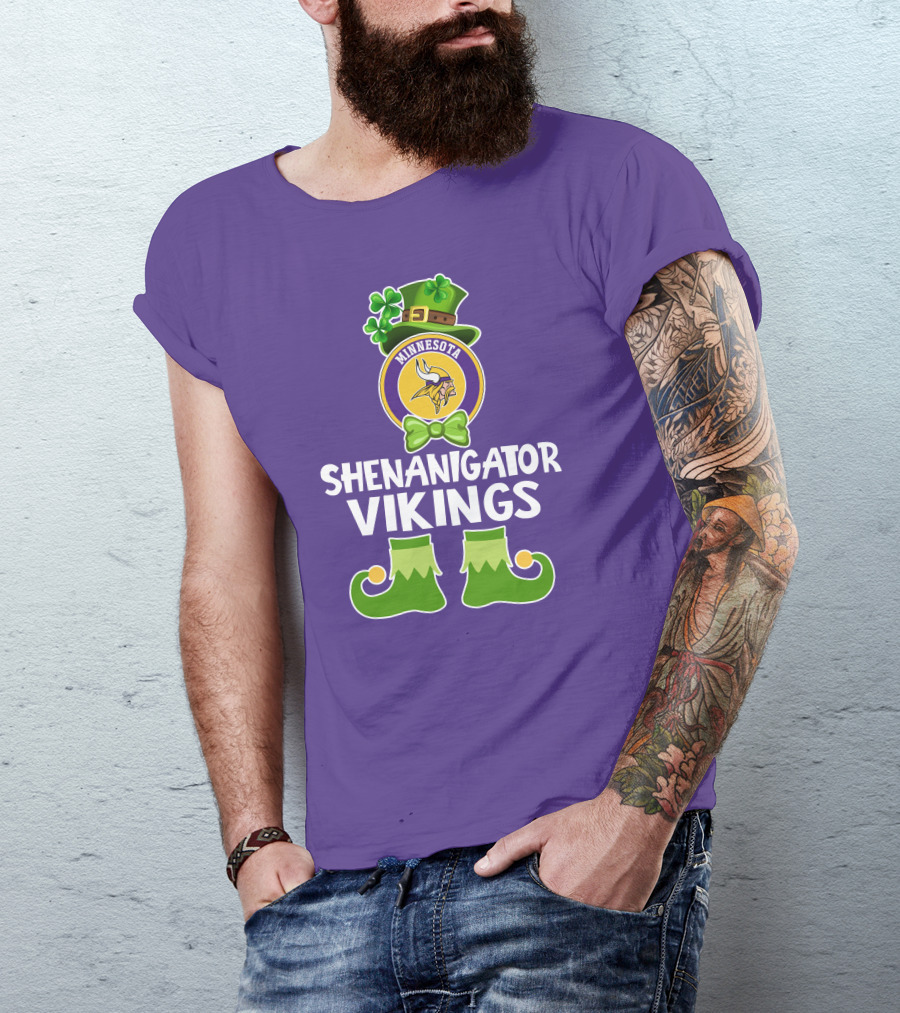 Shenanigator Minnesota Vikings St. Patrick's Day Funny Leprechaun T-Shirt