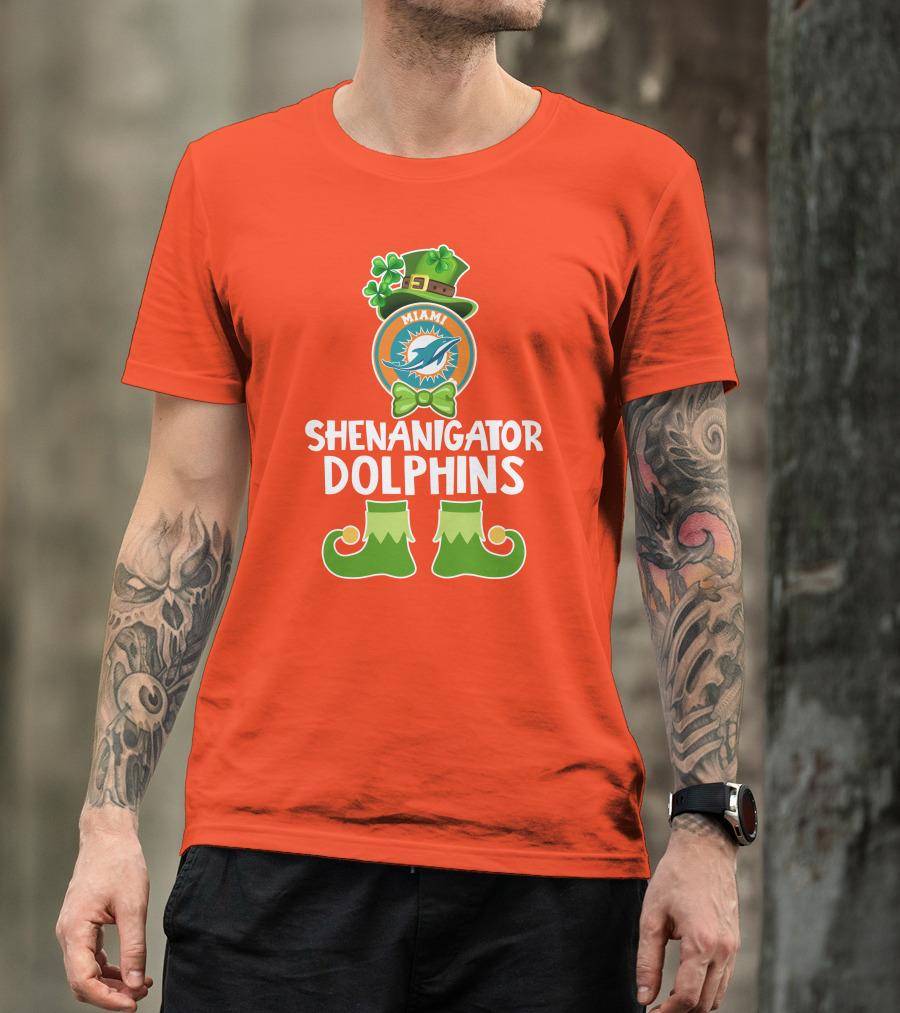 Shenanigator Miami Dolphins St. Patrick's Day Funny Leprechaun T-Shirt