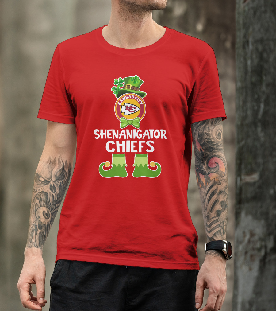 Kansas City Chiefs Shenanigator Leprechaun St. Patrick's Day Fun T-Shirt