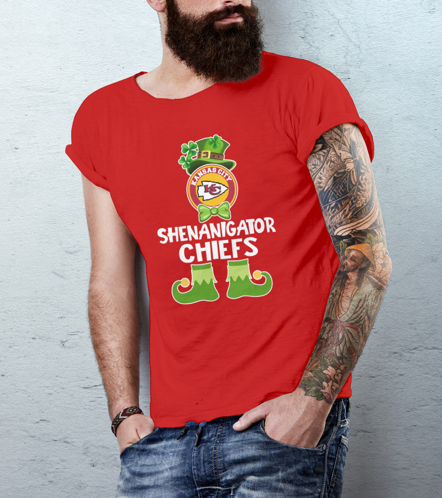 Kansas City Chiefs Shenanigator Leprechaun St. Patrick's Day Fun T-Shirt