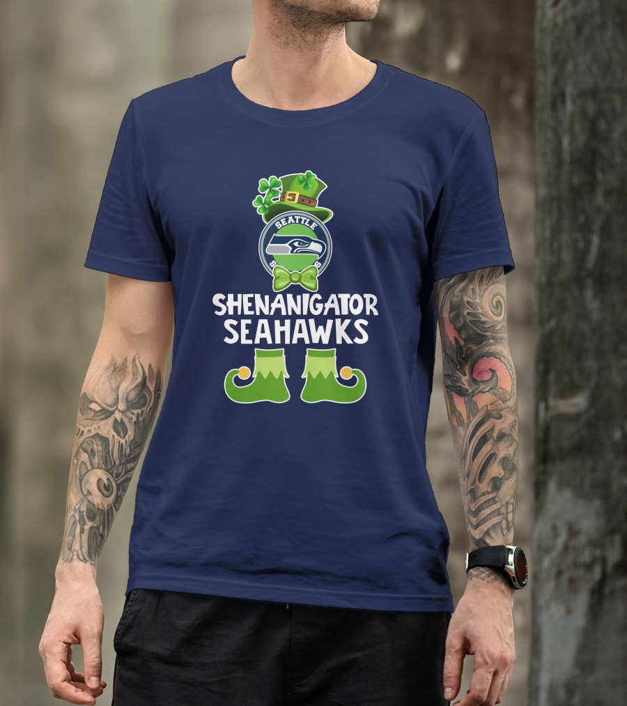 Shenanigator Leprechaun St. Patrick's Day Seattle Seahawks T-Shirt