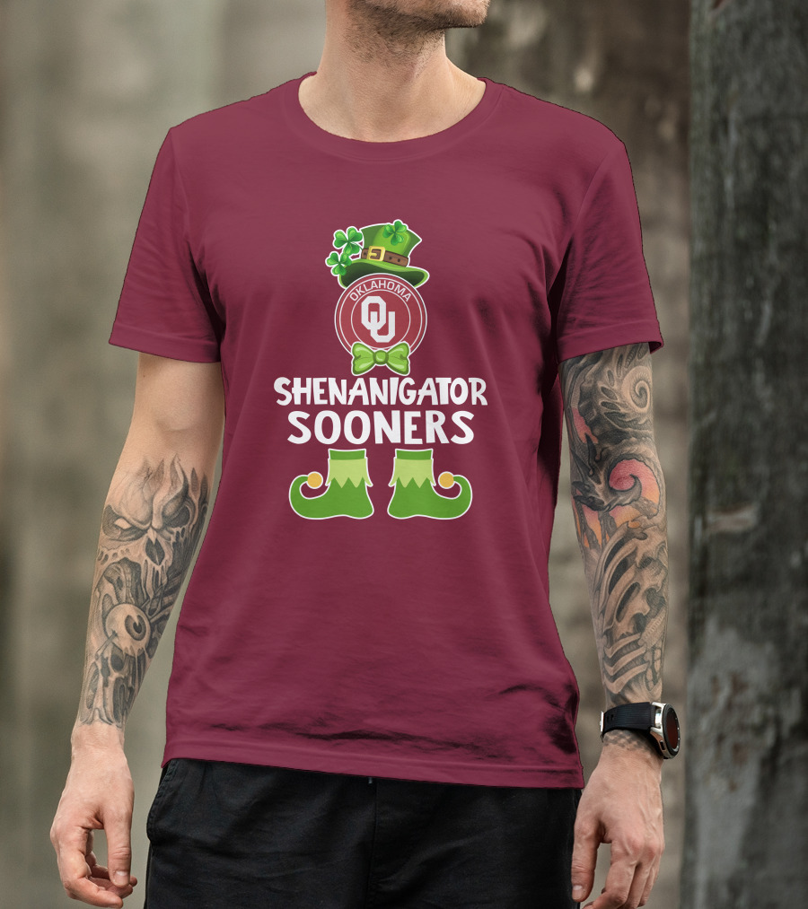 Shenanigator Oklahoma Sooners Funny Leprechaun St. Patrick's Day T-Shirt