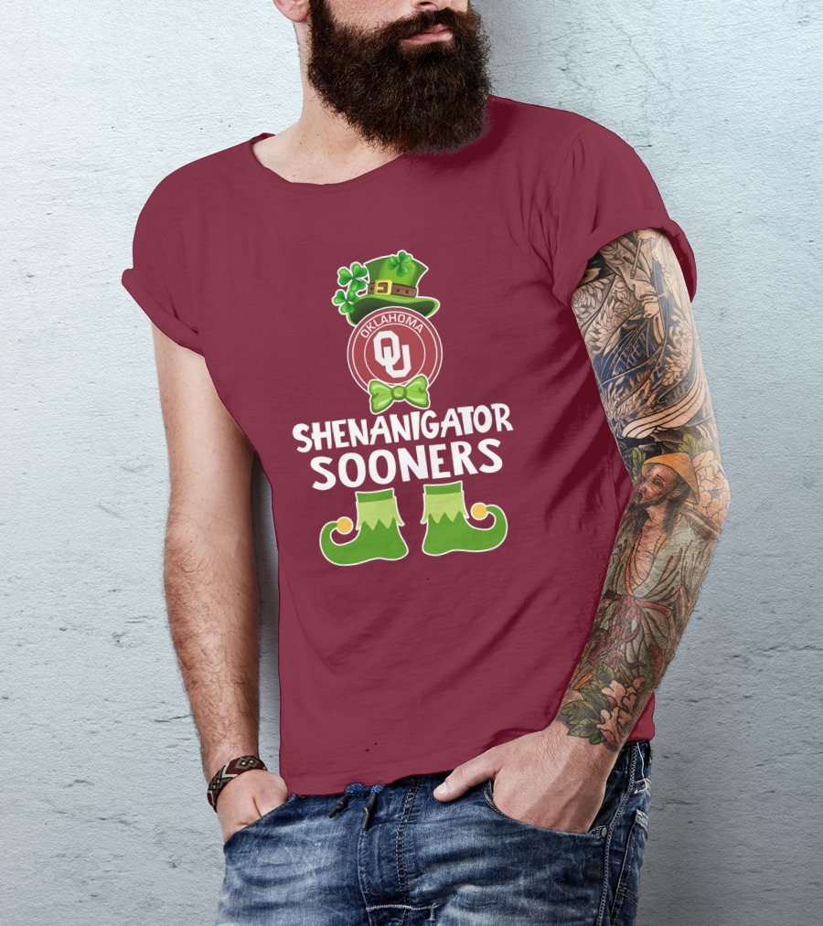 Shenanigator Oklahoma Sooners Funny Leprechaun St. Patrick's Day T-Shirt
