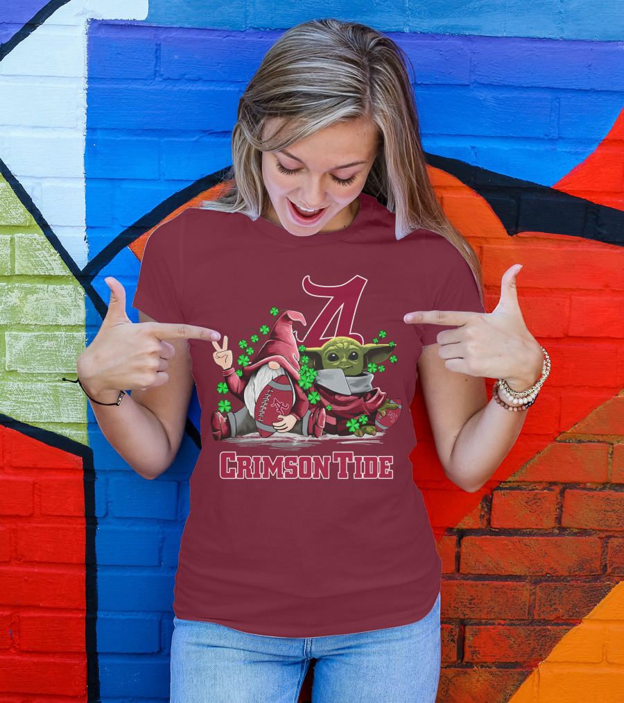 Leprechauns Gnomes Baby Yoda Alabama Crimson Tide Football T-Shirt